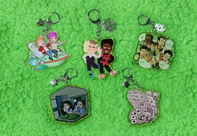 Keychains - Original, Futurama, Spiderverse, Ghostbusters, Saint Oniisan